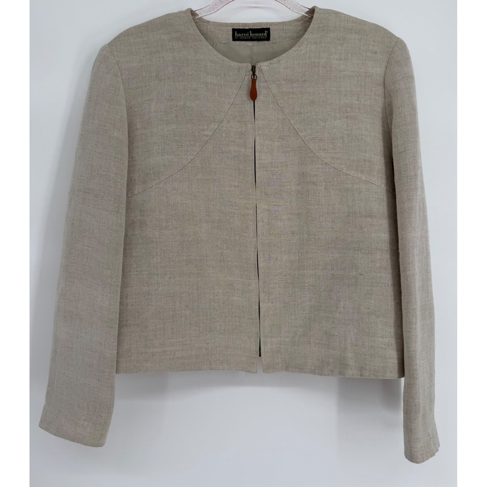 Harve Benard Womens Linen Blend Collarless Blazer Jacket Size (See measurements)